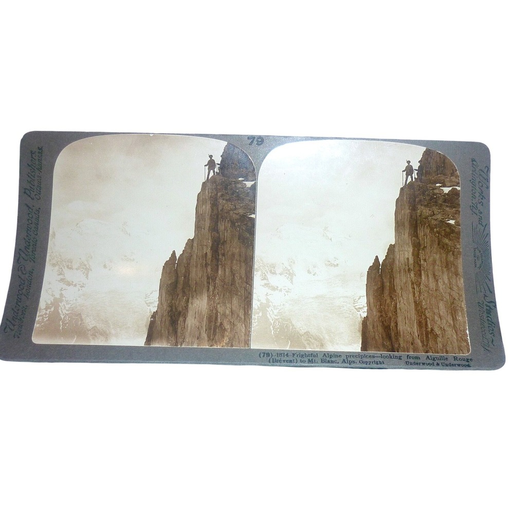 Vintage Alpine Stereoview Mont Blanc Climber Chamonix France Underwood 1900 Card